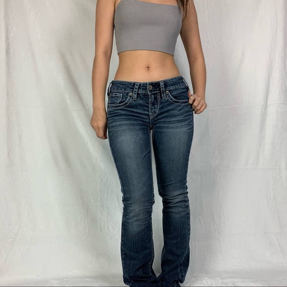 silver jeans small dark blue aiko bootcut low rise denim jeans